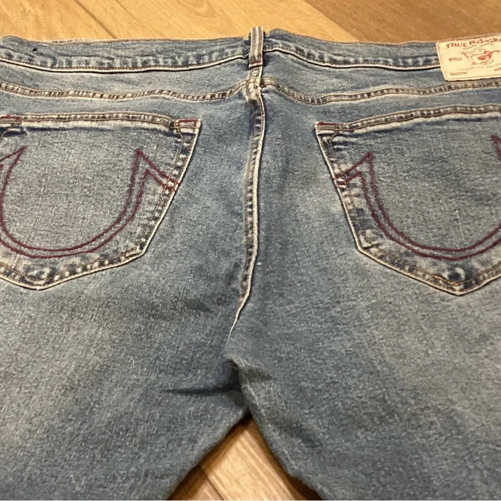 True Religion Rocco Relaxed Skinny. Light Blue Straight Jeans